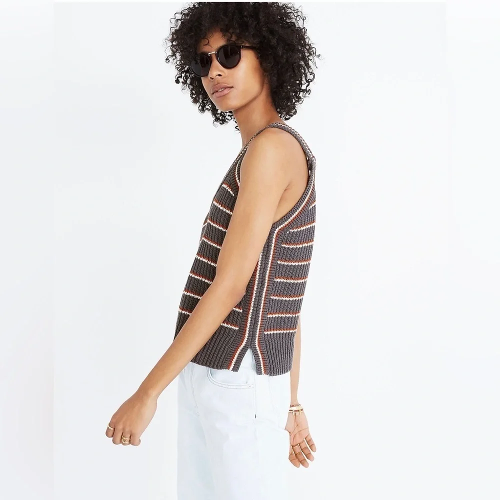 Madewell Gray and Orange V-Neck Sweater - Picture 4 of 16